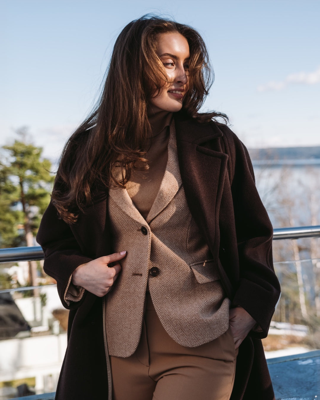 Slim Wool Herringbone Blazer