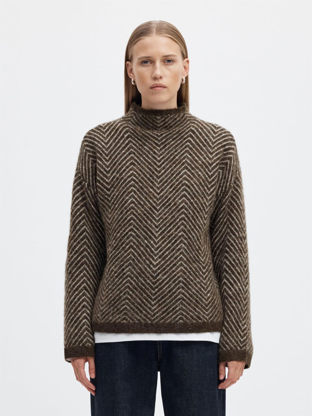 Lulu Ls Herringbone Knit High Neck