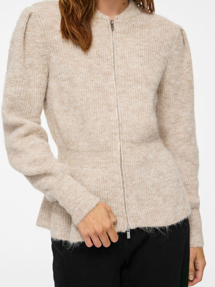 Vigracie Peplum Zip Knit Cardigan