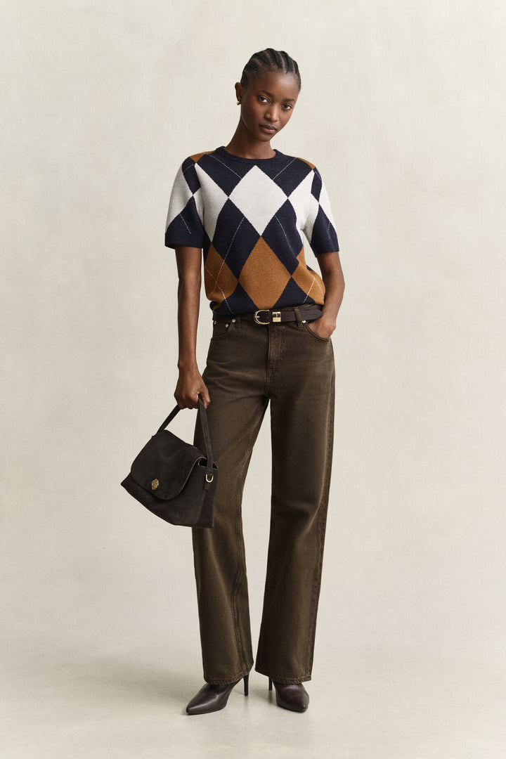 Wool Argyle C-Neck