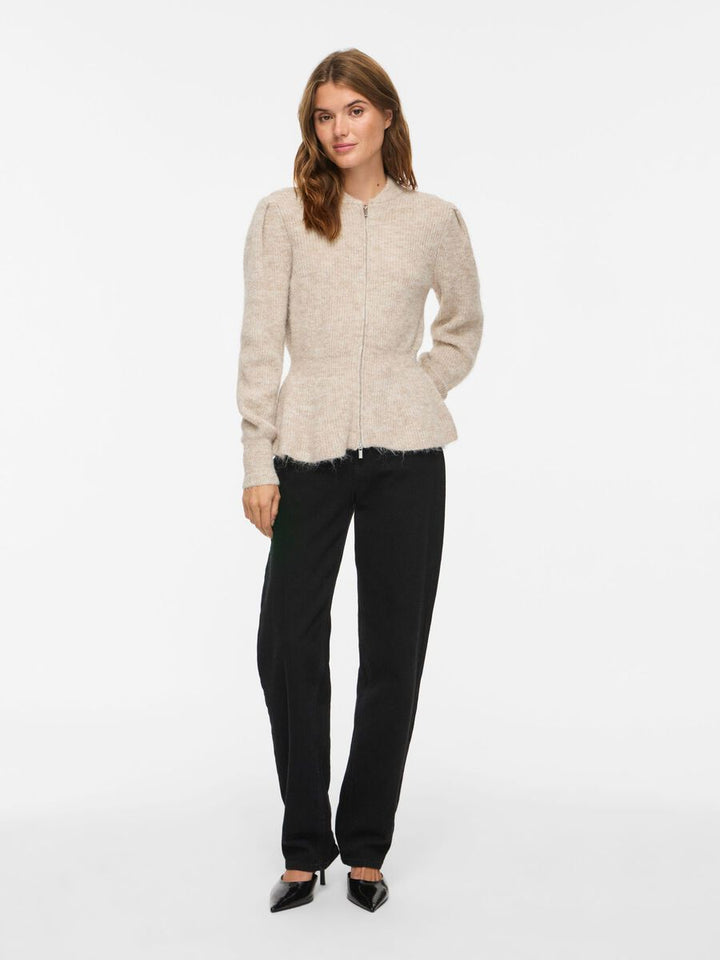 Vigracie Peplum Zip Knit Cardigan