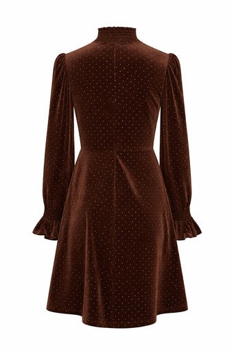 Yasriva High Neck Velvet Dress