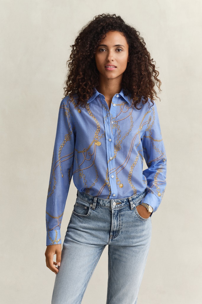 Printed Bomull Silke Bluse