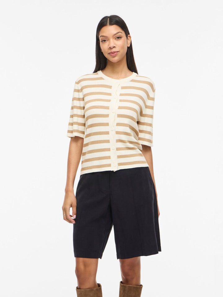 Vizicha 2/4 Button Stripe Cardigan
