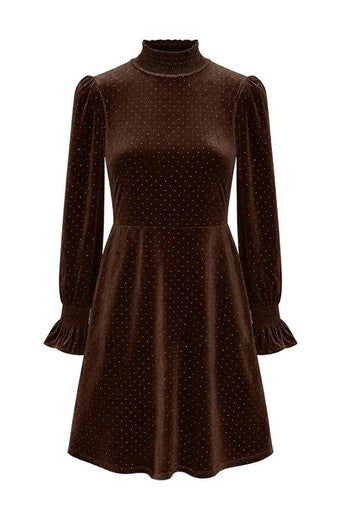 Yasriva High Neck Velvet Dress