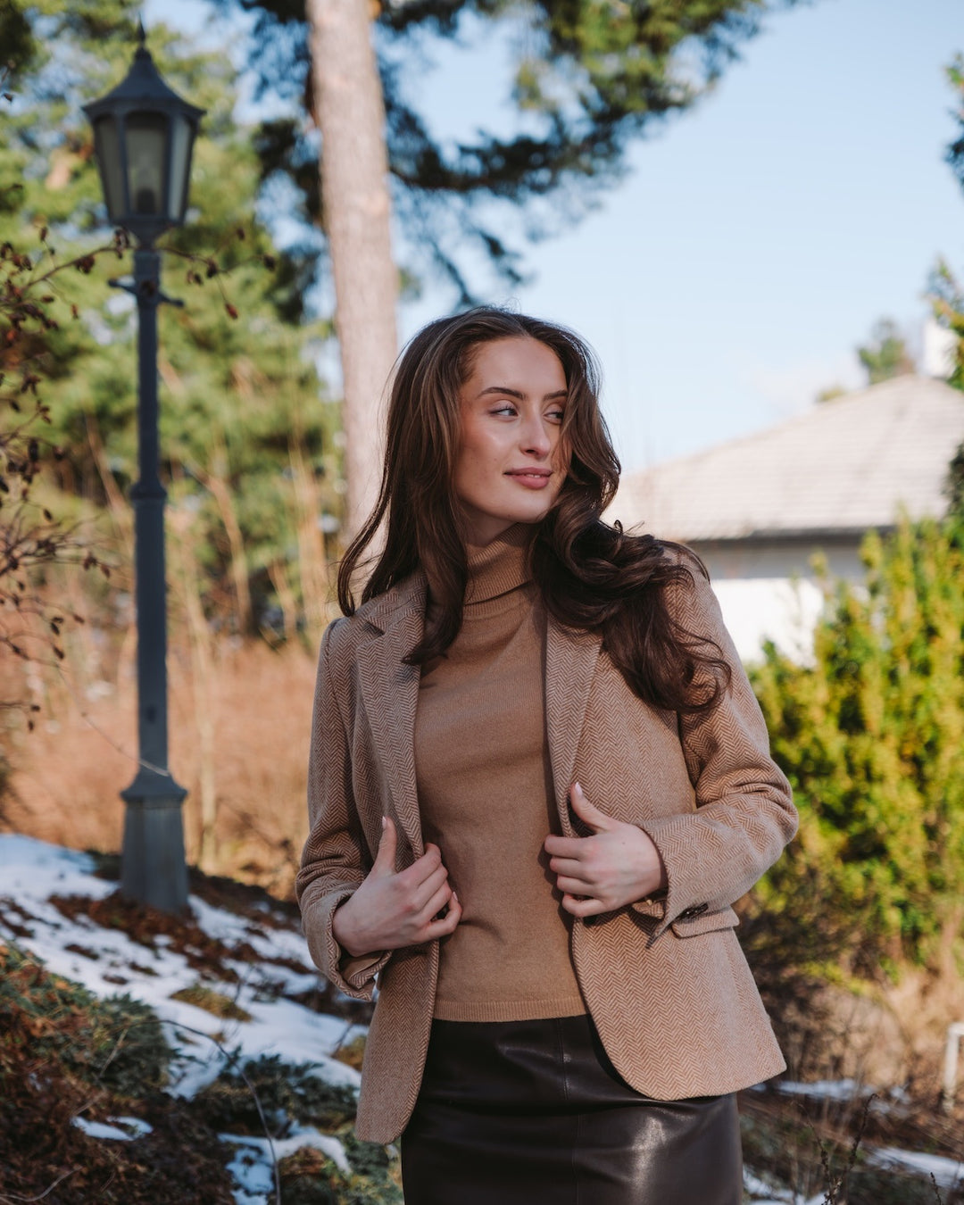 Slim Wool Herringbone Blazer