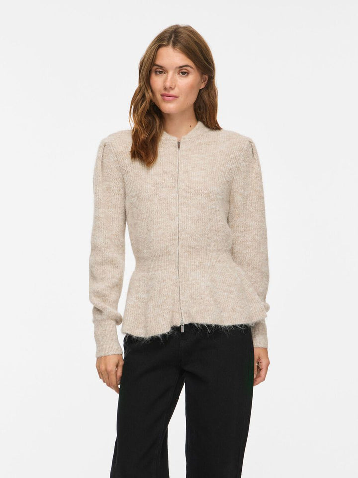 Vigracie Peplum Zip Knit Cardigan