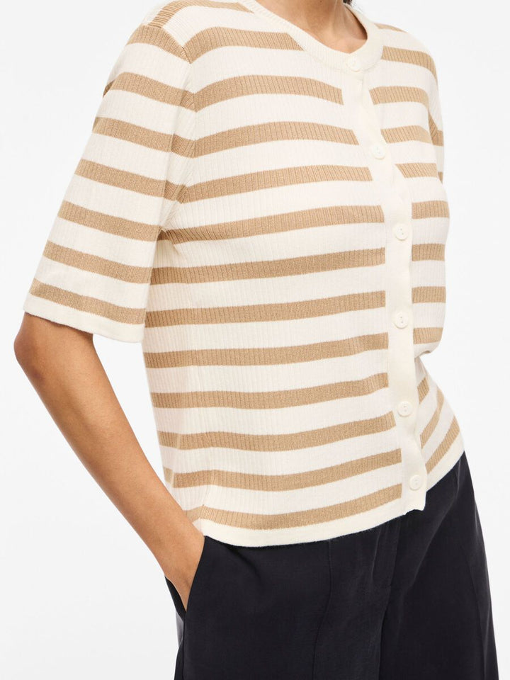 Vizicha 2/4 Button Stripe Cardigan