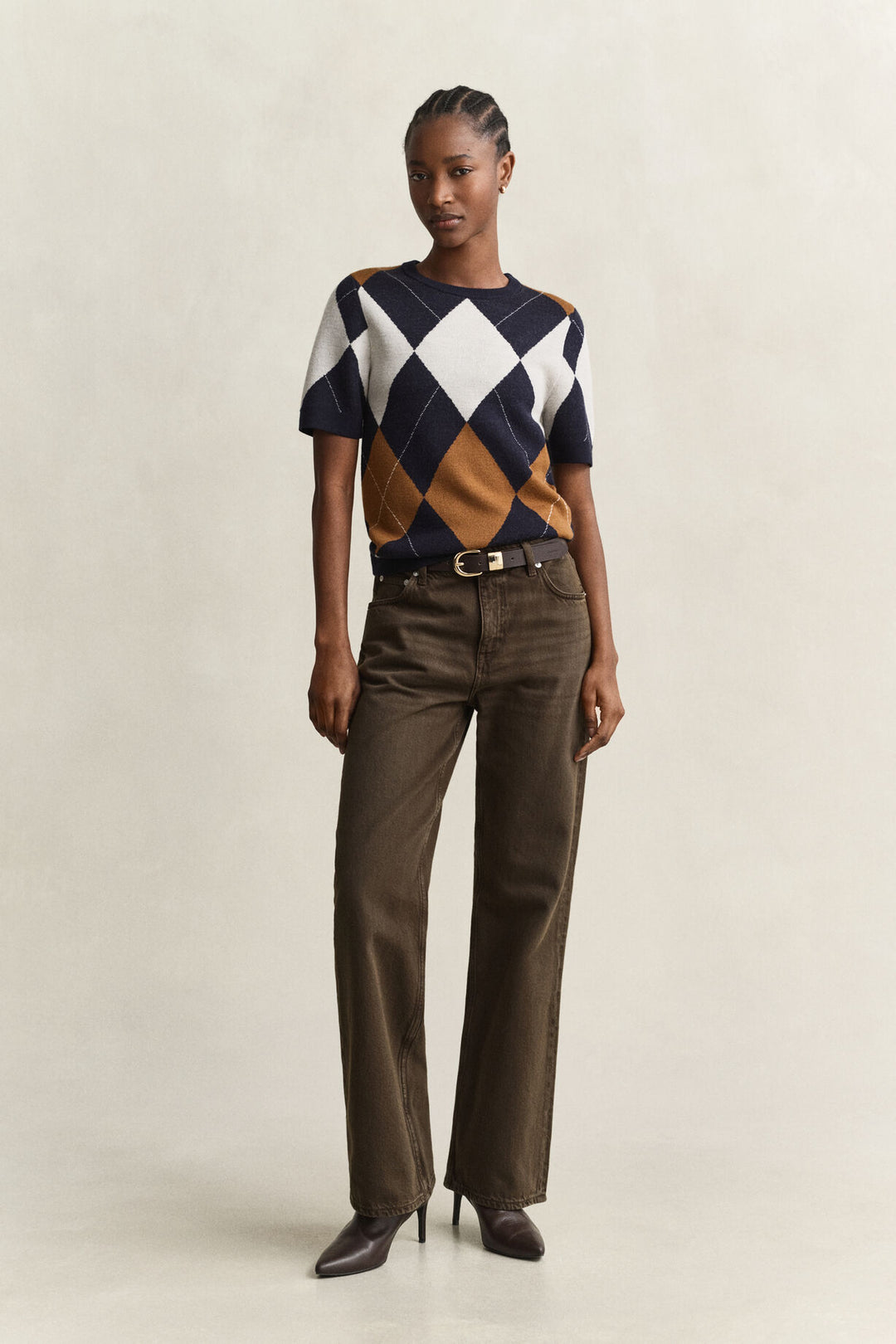 Wool Argyle C-Neck