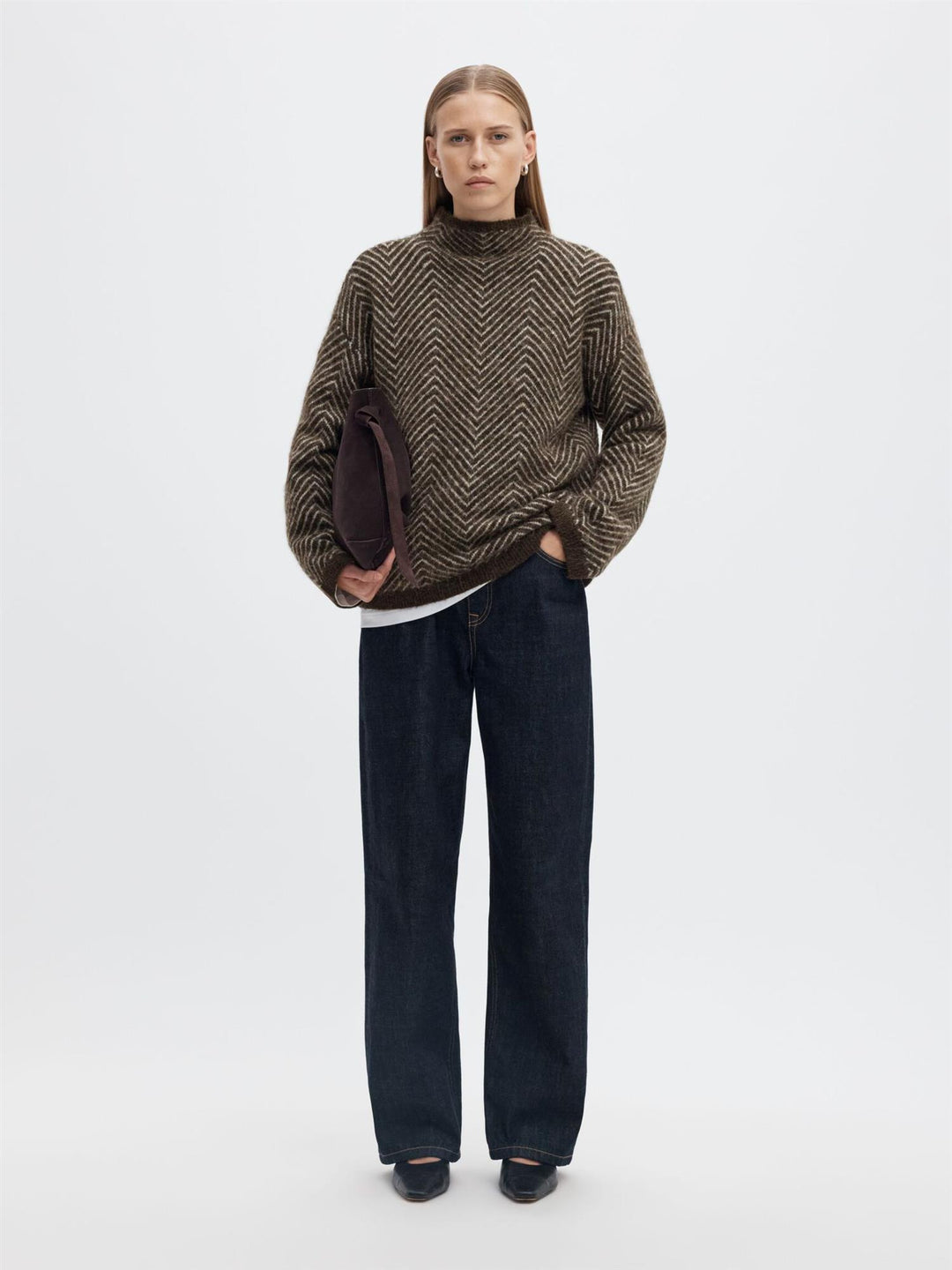 Lulu Ls Herringbone Knit High Neck